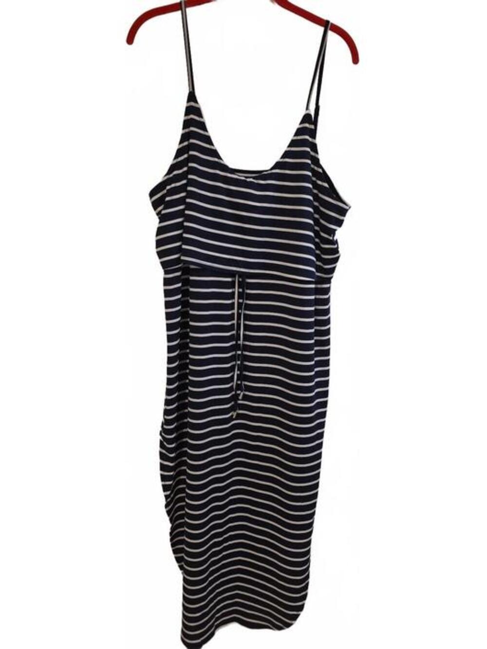 Cup She Women's Navy Blue and White Striped Mini Dress NWT
